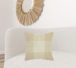 Beige White Plaid Pattern Throw Pillow