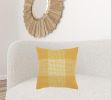 Yellow White Plaid Pattern Throw Pillow
