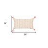 Blush Beige Tribal Inspired Tasseled Lumbar Pillow