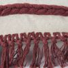 Rust Braided Stripe Macrame Fringe Lumbar Pillow