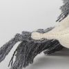 Gray Braided Stripe Macrame Fringe Lumbar Pillow