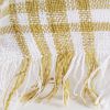 White Gold Open Plaid Textured Throw Pillow
