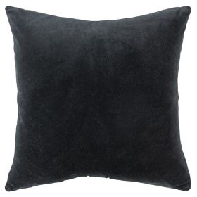 Black Solid Reversible Cotton Velvet Throw Pillow