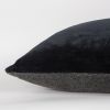 Black Solid Reversible Cotton Velvet Throw Pillow