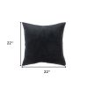 Black Solid Reversible Cotton Velvet Throw Pillow
