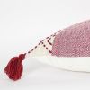 20" Red and Ivory Cotton Throw Pillow