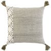 20" Taupe and Ivory Herringbone Cotton Throw Pillow With Tassels