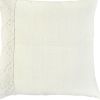 20" Ivory Herringbone Cotton Throw Pillow With Tassles