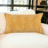 14" X 26" Yellow Botanical Throw Pillow With Embroidery