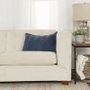 14" x 26" Navy Botanical Pattern Embroidered Lumbar Pillow