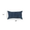 14" x 26" Navy Botanical Pattern Embroidered Lumbar Pillow