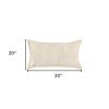 Beige Botanical Pattern Embroidered Lumbar Pillow