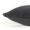 20" Black Nubby Textured Modern Throw Pillow