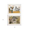 Set Of Two Down on the Farm 1 White Framed Print Wall Art