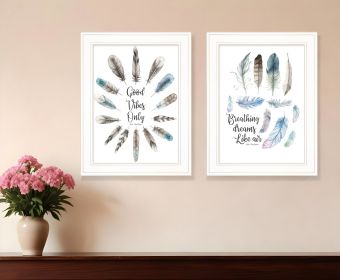 Set Of Two Good Vibes 1 White Framed Print Wall Art