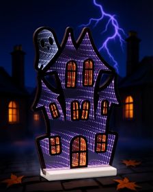 Haunted House w/Ghost Ekkolight 16"H Acrylic UL Plug