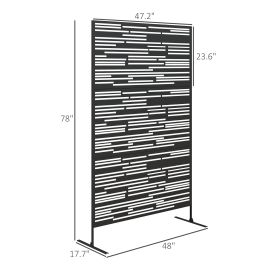 78 H X 48 W Metal Outdoor Privacy Screen, Freestanding Decorative Privacy Fence Screen For Balcony, Black