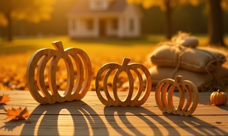 Pumpkin Cut-Out (Set of 6) 5.5"H, 7.5"H, 9.5"H Wood