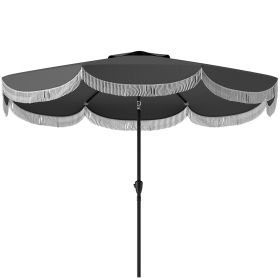 9FT Patio Umbrella,  Outdoor Market Umbrella With Crank, 8 Ribs, Push Button Tilt, Vented Patio Table Umbrella For Deck Backyard Lawn, Charcoal G