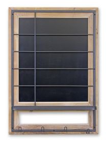 Blackboard w/Hooks 24.25"L x 34.25"H Wood/Metal
