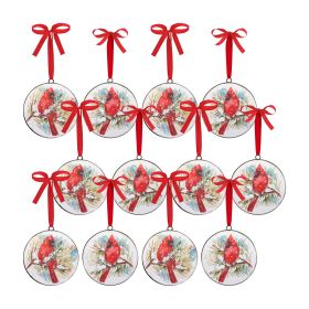 Cardinal and Pine Ornament (Set of 12) 5.75"H Iron