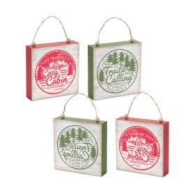 Cabin and Trails Sign (Set of 4) 9"H MDF