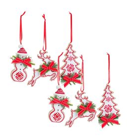 Snowman/Tree/Deer Ornament (Set of 6) 4.25"H, 4.25"H 5.25"H Resin