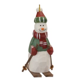 Snowman on Skis Ornament (Set of 6) 9.75"H Wood