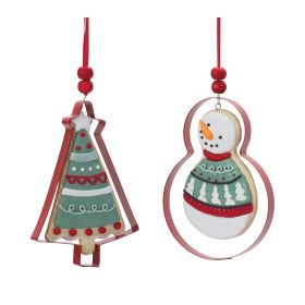 Cookie and Cookie Cutter Ornament (Set of 12) 4.25"H Clay Dough/Metal