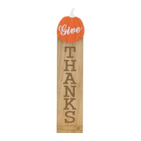 Give Thanks Sign 6.75"L x 30"H Wood