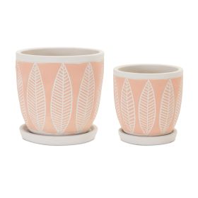 Pot w/Saucer (Set of 2) 4"D x 4.5"H, 5.5"D x 5.5"H Cement