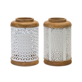 Lantern (Set of 2) 10.25"H Wood/Metal