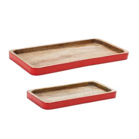 Tray (Set of 2) 12"L x 6"W, 16"L x 8"H Wood