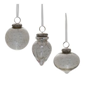 Ornament (Set of 6) 3"D, 4"H Glass