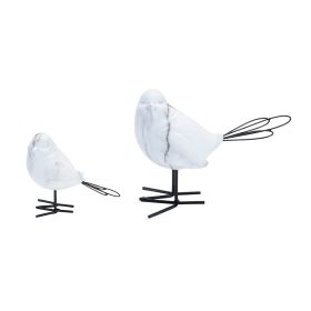 Bird (Set of 4) 3.75"H, 5.5"H Resin/Wire