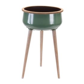 Planter 14"D x 24"H Metal/Wood