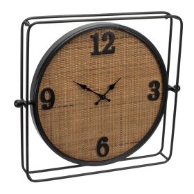 Wall Clock 19.5"SQ Iron/Wood