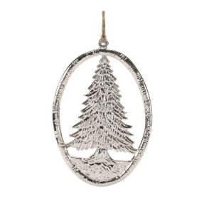 Oval Tree Ornament (Set of 12) 6"H Aluminum