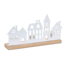 Street Scene Tealight Holder (Set of 2) 12"L x 6"H Aluminum