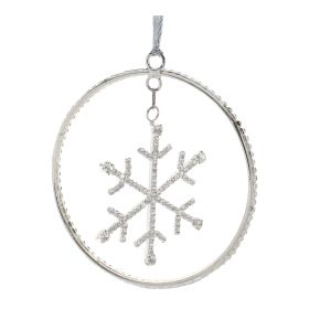 Snowflake Disc Ornament (Set of 12) 4"H Iron/Glass Beads