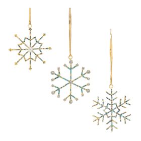 Snowflake Ornament (Set of 12) 3.5"H Iron/Glass Beads