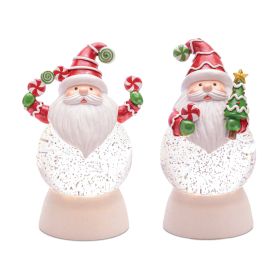 LED Snow Globe w/Santa (Set of 2) 7.5"H Plastic 3 AAA Batteries Not Included/USB Cord Included 6 Hr Timer