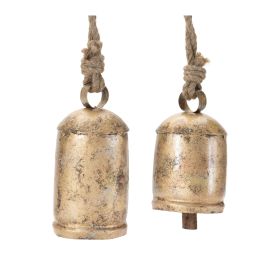 Bell (Set of 2) 5.5"H, 6.5"H Iron/Jute