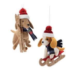 Winter Sport Dog Ornament (Set of 6) 7"H Polyester
