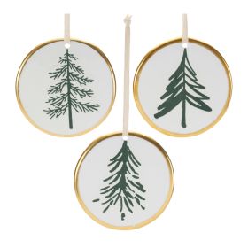Tree Disc Ornament (Set of 12) 3.5"H Ceramic