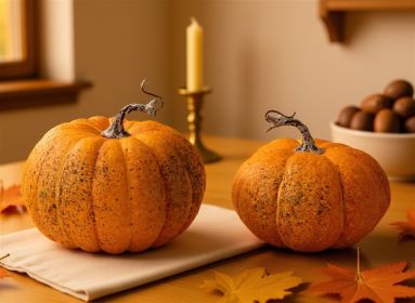 Pumpkin (Set of 2) 6"D x 4.75"H, 7"D x 6"H Styrofoam