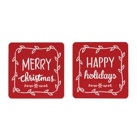 Happy Holidays/Merry Christmas Plaque (Set of 2) 16"SQ Sheet Iron