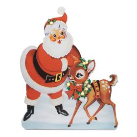 LED Santa and Deer 19.5"L x 24"H Iron 3 AA Batteries Not Included