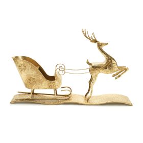 Deer w/Sleigh 25.5"L x 17"H Iron