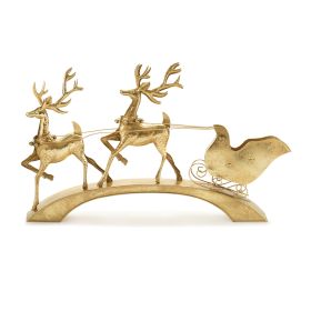 Deer w/Sleigh 40.5"L x 25"H Iron